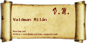 Valdman Milán névjegykártya